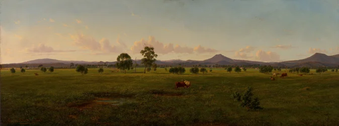 View of the Gippsland Alps, from Bushy Park on the River Avon